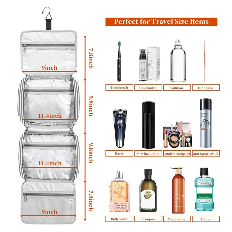 Bosidu Hanging Travel Toiletry Bag, Large Capacity Cosmetic Travel Toiletry Organizer for Women with 4 Compartments & 1 Sturdy Hook, Perfect for Daily Use/Valentines' Day - Image 4